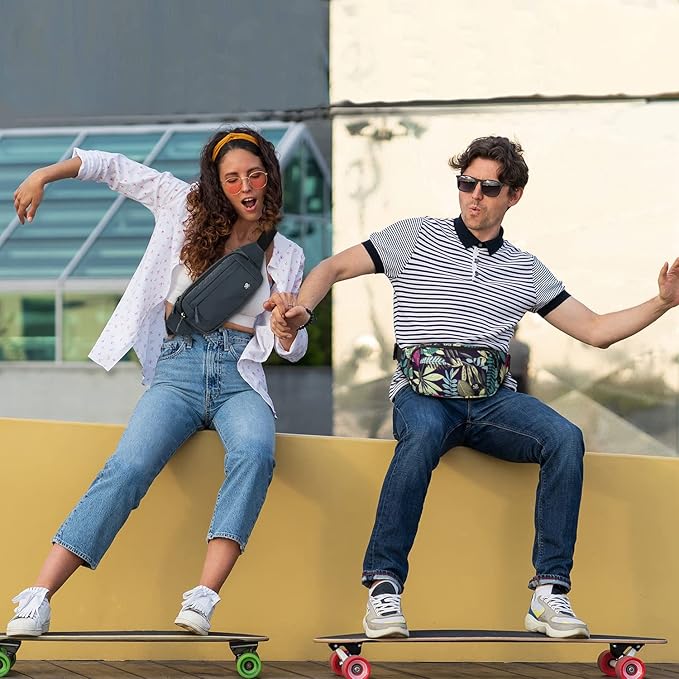 WATERFLY Fanny Pack Waist Bag: Small Hip Pouch Bum Bag Fannie Pack Phanny Fannypack Waistpack Bumbag Beltbag Sport Slim Fashionable for Jogging Hiking Hiker Woman Man