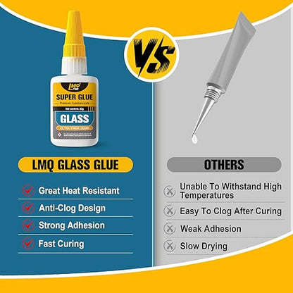 Glass Super Glue Liquid, Clear Instant Cyanoacrylate Adhesives for Glass Repair, All Purpose CA Glue for Shoe Ceramic Plastic Leather Model Metal Wood Pottery Aquarium Porcelain Stone, Thick