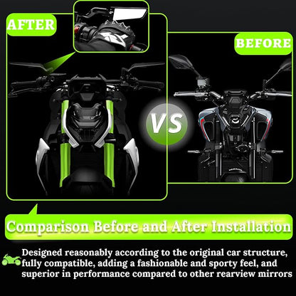Motorcycle Rear View Mirrors, Stealth Wind Wing Side Mirrors Compatible with 2025 Kawasaki Z400 Z650 Z900 Z1000 Duke 125 200 250 390 690 790 1290 MT03 MT07 MT09 MT10 etc(Anti-glare)
