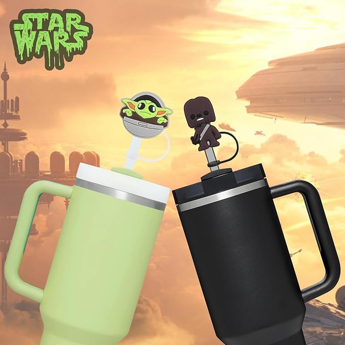 12 Pcs Space Wars Straw Covers Cap for 9-10mm Straws Fit Stanley Cup 40 oz 30 oz Tumbler with Handle, Reusable Drinking Straw Plugs, Stanley Accessories Straw Topper for Kids Party Favor