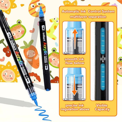 80 Colors Dual Tip Acrylic Paint Markers Automatic Ink Control Acrylic Paint Pens, Fine & Brush Tip Acrylic Markers Set for Christmas Decorations, Glass, Stone, Wood, DIY & Art Supplies