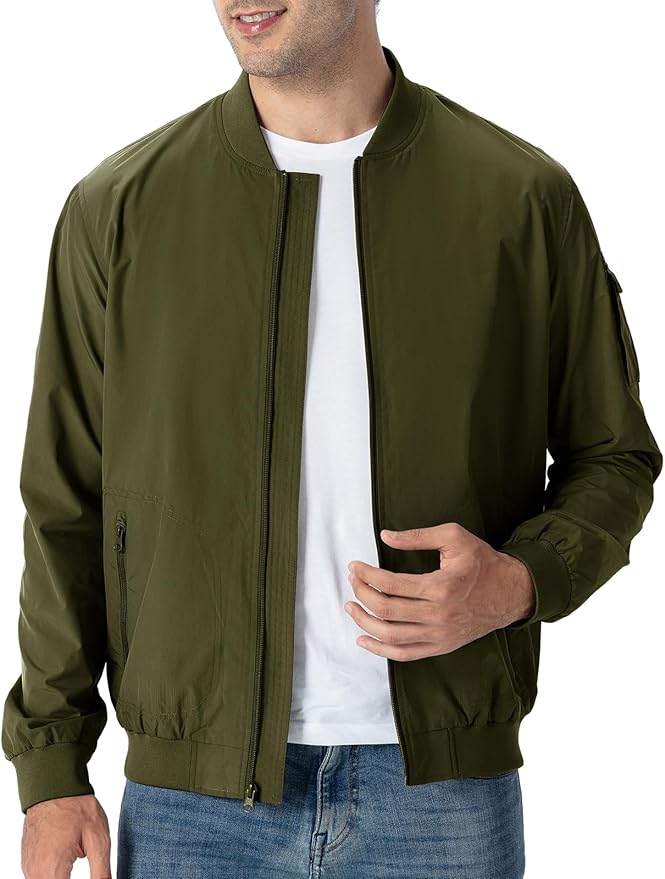 TBMPOY Men's Lightweight Bomber Jackets Light Windbreaker Casual Stylish Fall Golf Zip Up Dress Business Varsity