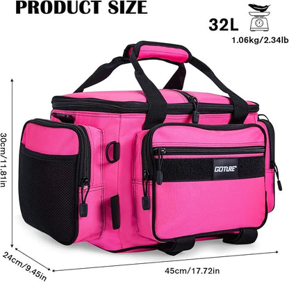 Goture Fishing Tackle Bag,Store Up to 4PCS 3700 Tackle Boxes(Not Included),600D Soft Side Water-Resistant Saltwater Gear Storage Fishing Bag with Rod Straps,Detachable Water Bottle Pouch,SBS Zippers