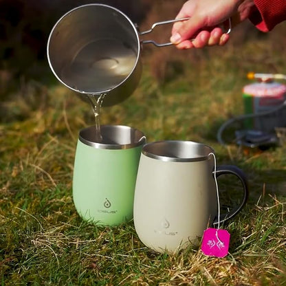 Ideus 16 oz Insulated Coffee Mug with Handle and Lid, Double Wall Stainless Steel Vacuum Thermal Coffee Mug, Travel Coffee Cup Thermal Cup for Home and Office, Navy Blue