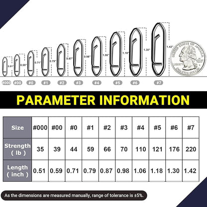 AMYSPORTS High Strength Fishing Snap Saltwater Stainless Connector Snaps Swivels Tackle Steel Power Fishing Clip Lure Quick Change Black Nickel