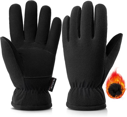 OZERO Winter Gloves for Men & Women | -30℉ Warm Thermal Running Cycling and Work Gloves for Men Cold Weather | Deerskin and Polar Fleece Insulated Winter Gloves Men