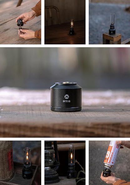 CAMPINGMOON Refillable Gas Canister Empty Pocket Tank for Gas Lantern Backpacking Camping 15g w/ Gas Transfer Adapter Z15 Black BKTC-15/Z15