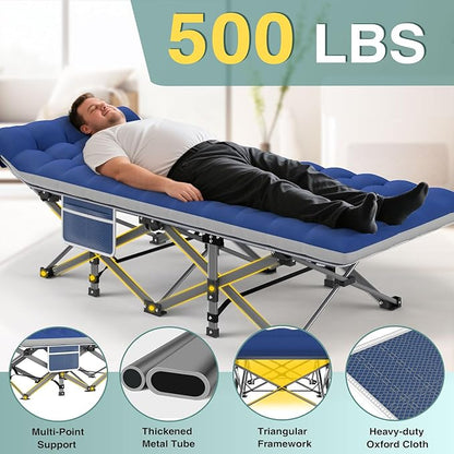 ZENPETIO Folding Camping Cot for Adult, 28In Portable Sleeping Cot with Mattress, Outdoor Heavy Duty Cot Bed for Camp with Carry Bag, Max Loading 500lbs for Home, Office, Camp, Travel, Vacation