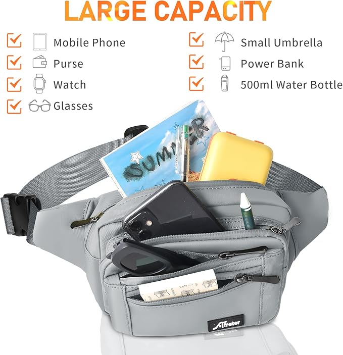 Waist Pack Bag Fanny Pack for Men&Women Hip Bum Bag with Adjustable Strap for Outdoors Workout Traveling Casual Running Hiking Cycling (Grey-1)