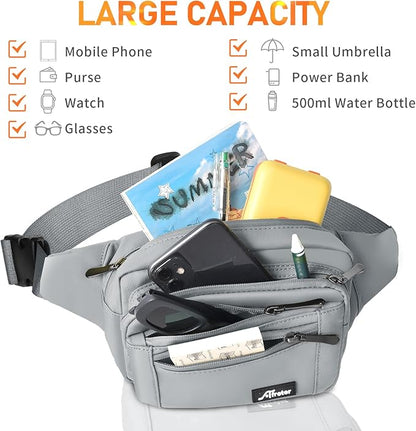 Waist Pack Bag Fanny Pack for Men&Women Hip Bum Bag with Adjustable Strap for Outdoors Workout Traveling Casual Running Hiking Cycling (Grey-1)