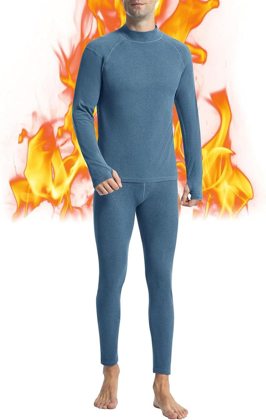 Runhit Mens Thermal Underwear Set：Fleece Lined Long Johns for Men Thermal Shirts and Pants Base Layer Cold Weather Thermals