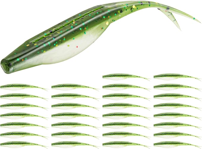 Forked Tail Soft Baits- Realistic Jerk Bait & Fluke Action Soft Lures for Bass, Trout & Crappie - Versatile Freshwater & Saltwater Fishing Bait (2.75"-5")