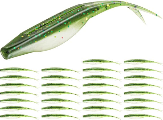 Forked Tail Soft Baits- Realistic Jerk Bait & Fluke Action Soft Lures for Bass, Trout & Crappie - Versatile Freshwater & Saltwater Fishing Bait (2.75"-5")