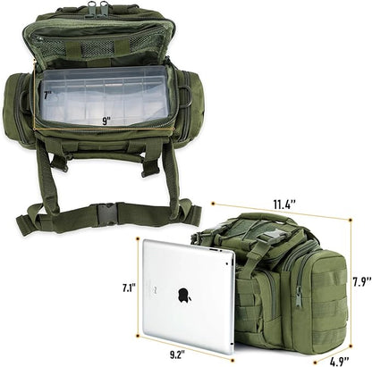 Dr.Fish Fishing Tackle Bag 5 Boxes with 60 Lures Included Loaded Stocked Tackle Box Set Spinner Lures Kit Freshwater Gear Equipment