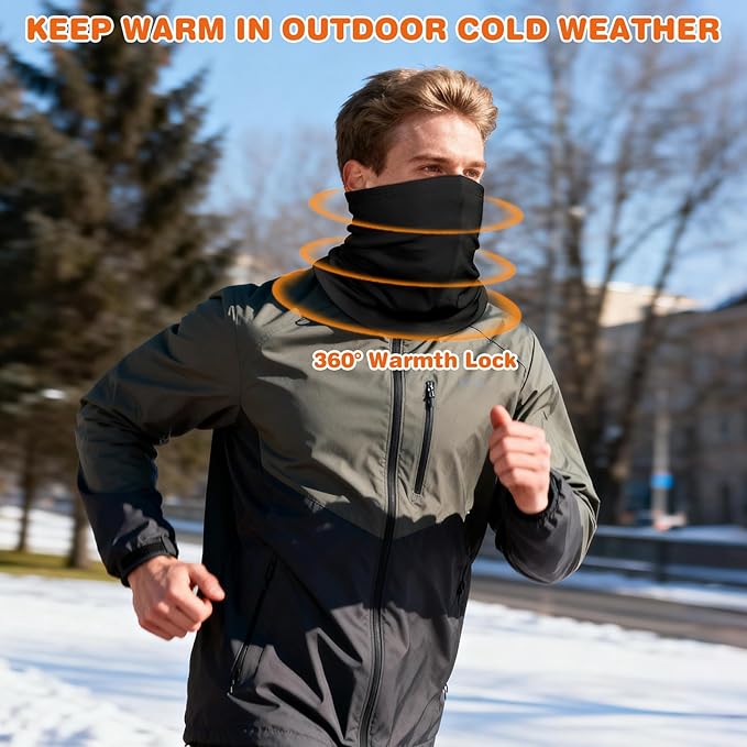 Winter Neck Warmer Gaiter: 2 Pack Thermal Face Cover for Men Women Windproof Fleece Ski Mask for Running Skiing