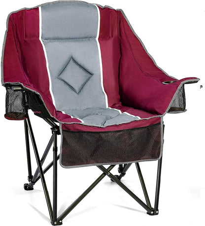 Oversized Camping Chairs Extra Wide 400lbs Capacity, Heavy Duty Folding Outdoor Chair with 2 Cup Holder & Storage Pocket, Padded and Portable Lawn Chair for Adults, Camp, Fishing, Tailgating, Picnic