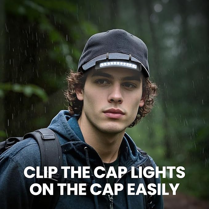 12 Pcs Hat Clip Light, 11 LED Cap Lights Clip on Hat, IPX5 Waterproof Hands-Free Flashlight for Running, Working, Biking, Camping(AAA Batteries not Included)