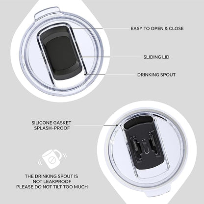 Ideus 16 oz Coffee Cup, Stainless Steel Coffee Travel Mug, Spill Proof Tea Mug with Handle and Lid, Lightweight and Durable, Great for Office Home and Outdoor Use, Snow White-FUJI FLOW