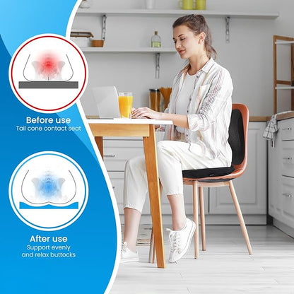 Office Chair Cushion - More Breathable Pressure Relief Seat Cushion with Hours Sitting on Gaming/Car/Wheelchair, Soft Extra-Dense Air Fiber for Orthopedic Coccyx, Sciatica & Hip Support