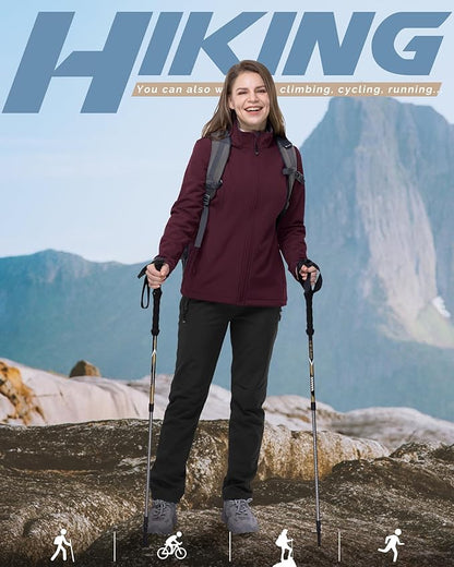 33,000ft Women's Lightweight Softshell Jacket Fleece Lined Windbreaker Waterproof Warm Jacket for Running Golf Hiking