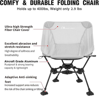 MOON LENCE Portable Camping Chair Backpacking Chair - The 4th Generation Ultralight Folding Chair - Compact, Lightweight Foldable Chairs for Hiking Mountaineering, Beach