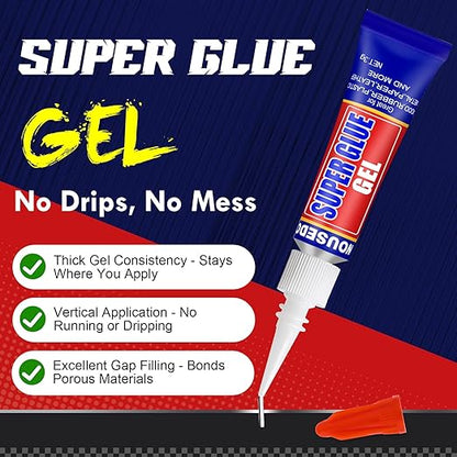 12 x 3g Super Glue Gel, Fast Strong Adhesive, Strong Cyanoacrylate (CA) Glue for Plastic, Metal, Ceramic, Leather, Wood, DIY Crafts and More – Quick Dry, Thick Formula, All-Purpose Instant Bond