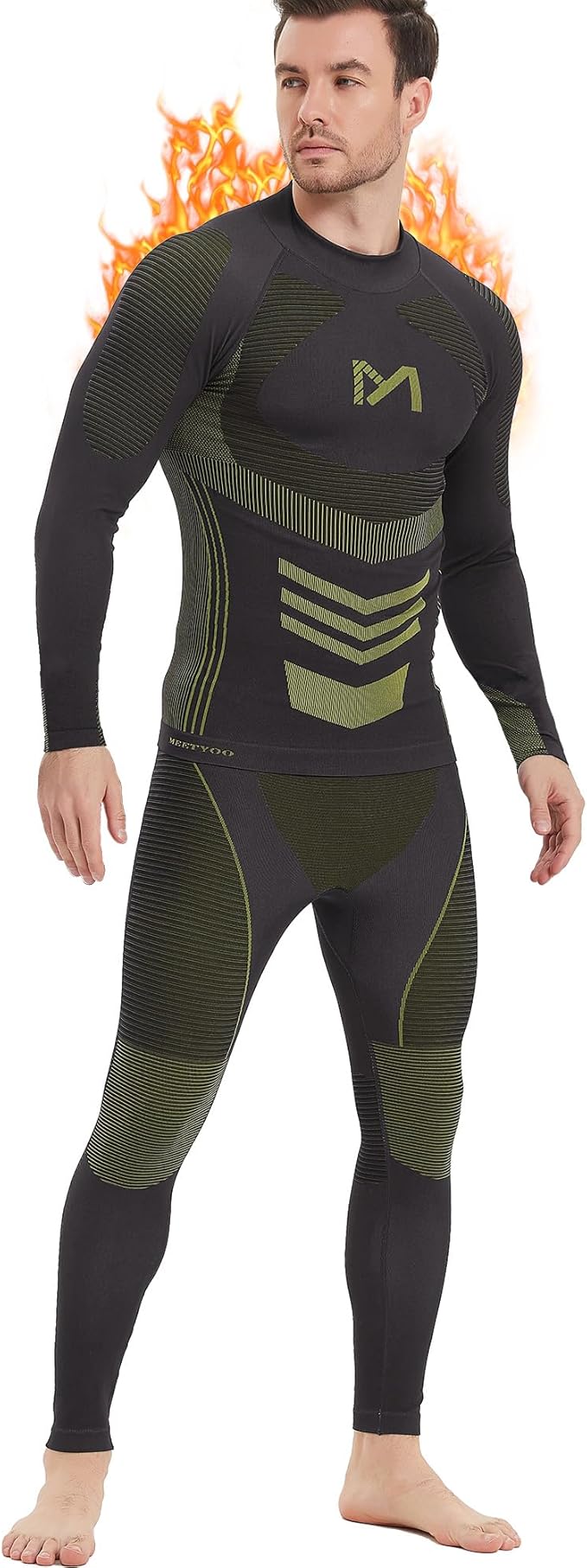 Thermal Underwear for Men, Winter Gear Long Johns Base Layer Top and Bottom Set for Skiing Running