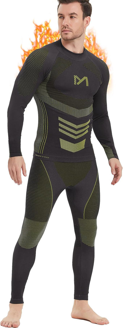 Thermal Underwear for Men, Winter Gear Long Johns Base Layer Top and Bottom Set for Skiing Running
