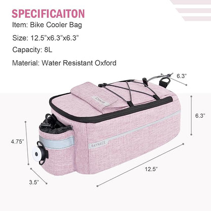 RAYMACE Bike Rear Rack Bag with Tail Light, Bike Truck Cooler Bag for Warm or Cold Items
