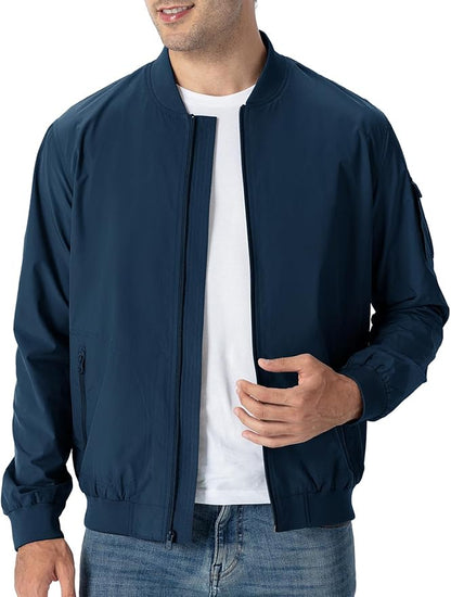TBMPOY Men's Lightweight Bomber Jackets Light Windbreaker Casual Stylish Fall Golf Zip Up Dress Business Varsity