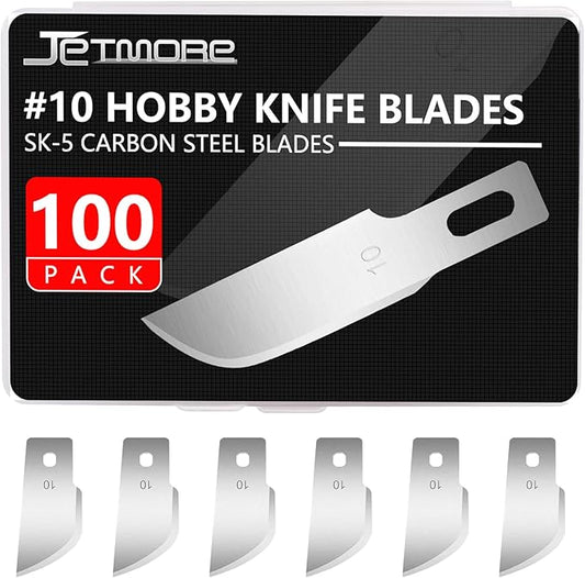 100 Pack Hobby Blades Set #10 Craft Knife Blades Refill Hobby Knife Replacement Blades with Storage Box for Art Craft Scrapbooking Supplies Caving Stencil