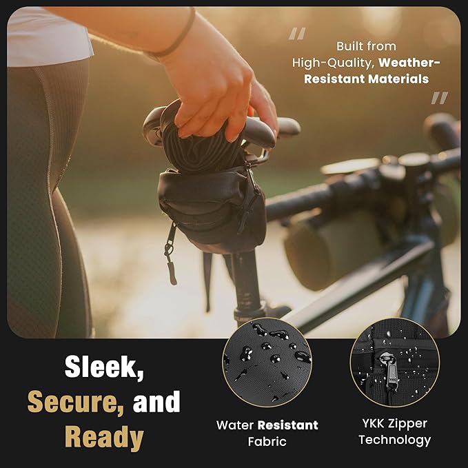 Lumiere & Co. Bike Saddle Bag – Ultra Small (0.2L) & Medium (0.5L) Options | Sleek Minimalist Design, Secure Hook & Loop Strap