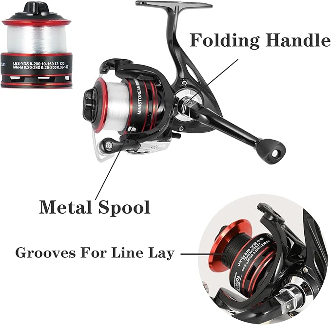 Fishing Pole Combo Set,2.1m/6.89ft 145pcs Fishing Accessories Kit Collapsible Rods Spinning Reel High Speed Reels Fishing line ministoream