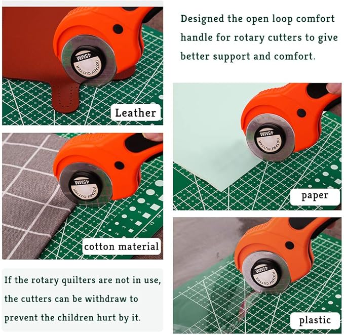 Rotary Cutter, Professional 45mm Rotary Fabric Cutter, Rotary Cutter for Fabric, Card Paper Sewing Quilting Roller Fabric Cutting Tailor Scissors Tool Dress Clothes Making DIY Tool