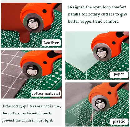 Rotary Cutter, Professional 45mm Rotary Fabric Cutter, Rotary Cutter for Fabric, Card Paper Sewing Quilting Roller Fabric Cutting Tailor Scissors Tool Dress Clothes Making DIY Tool
