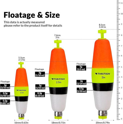 THKFISH Fishing Bobbers 5PCS EVA Foam Round Floats Red/Green Snap-On Spring Fishing Buoy Accessories for Freshwater Saltwater