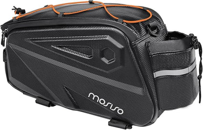 MOSISO Bike Rack Bag, Waterproof Bike Rear Rack Handbag Bicycle Trunk Bag, 14L EVA Mountain Bicycle Rear Seat Storage Saddle Pouch Cycling Luggage Pouch with Shoulder Strap, Orange