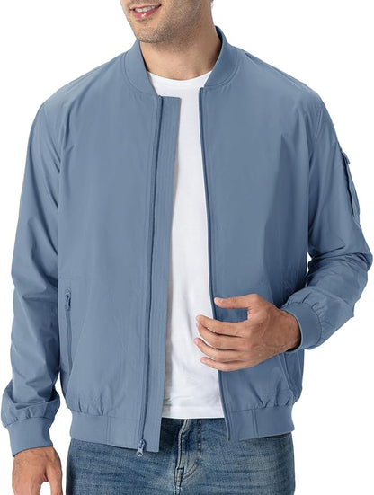 TBMPOY Men's Lightweight Bomber Jackets Light Windbreaker Casual Stylish Fall Golf Zip Up Dress Business Varsity