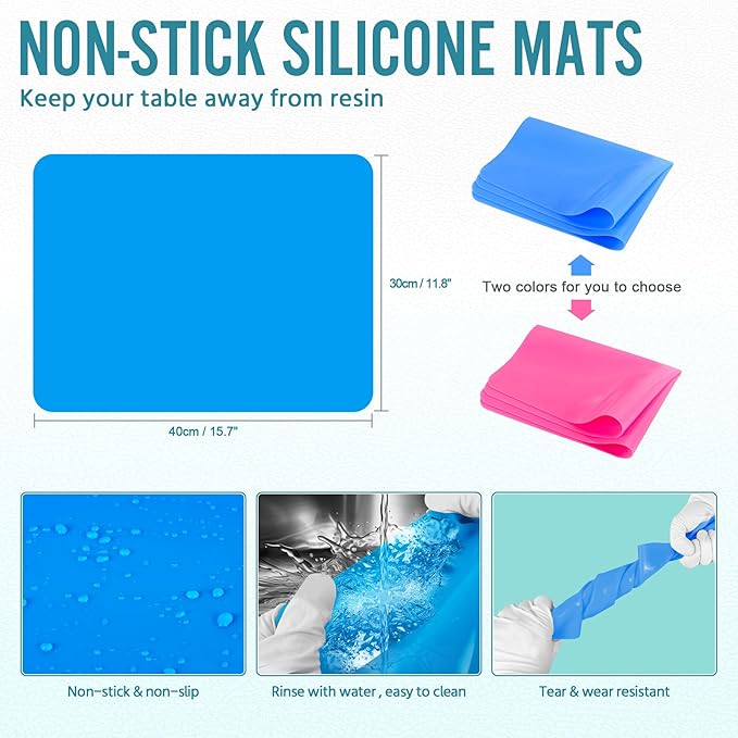 SWIGRANCE Epoxy Resin Mixing Tools Kit 36Pcs, Reusable Soft Silicone Tools, Includes A3 Non-Stick Silicone Mat, Measuring Cups, Dropper Pipettes, Stir Sticks, Brushes, Resin Casting DIY Jewelry Making