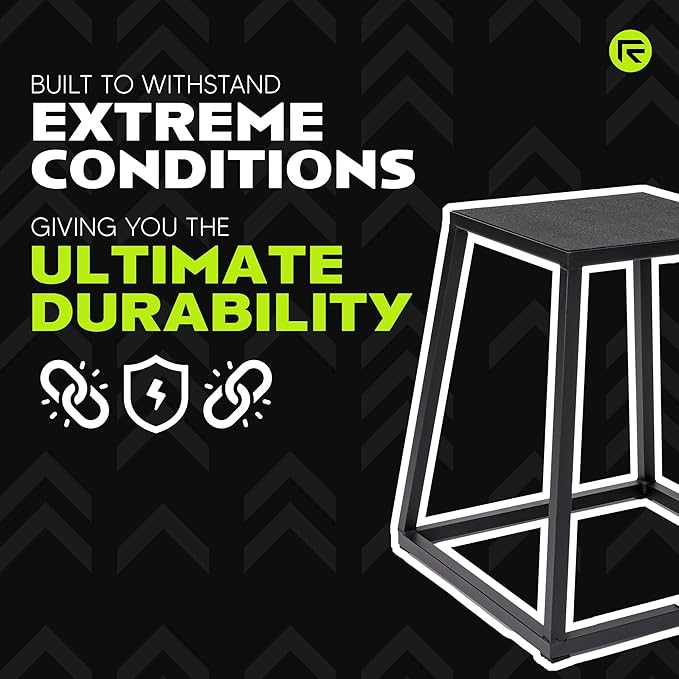 Rage Fitness Steel Plyo Box 12-18-24 Inch High Anti-Slip Pre-Assembled Plyometric Jump Box for Home Gym Conditioning and Strength Training (Sold Individually) Plyometric Platform Step