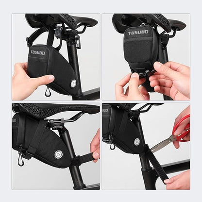 Waterproof Bike Saddle Bag | 1.2L Under-Seat Pack with Taillight Mount & Tool-Free Straps