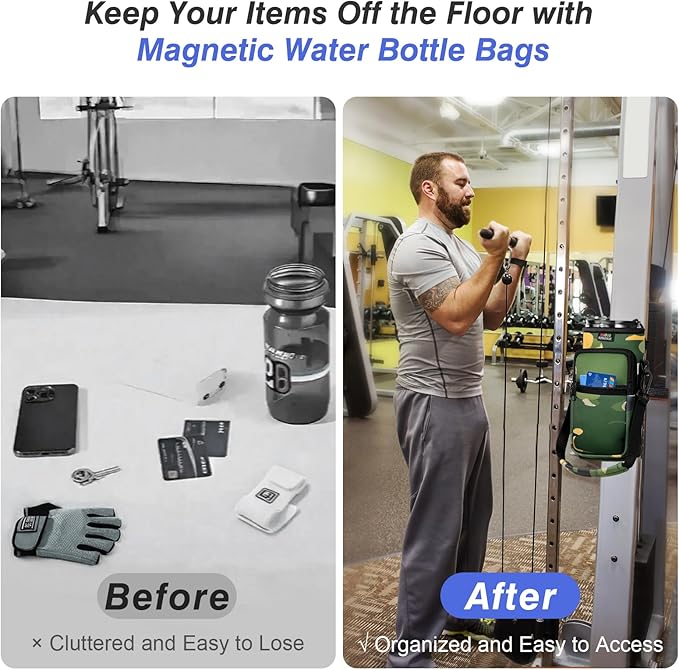 Nuovoware Water Bottle Carrier Bag,25oz/40oz/64oz Bottle Pouch Holder,Adjustable Shoulder Hand Strap 2 Pocket Sling Neoprene Sleeve Sports Accessories for Hiking Travelling Camping