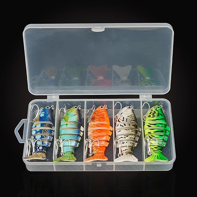 Fishing Lures with Spinner Baits Blades for Topwater, Swimbait for Trout and Bass Slow Sinking, 5pcs Fishing Hard Baits