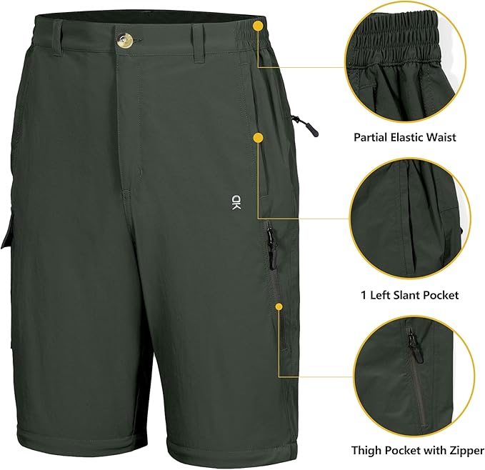 Little Donkey Andy Men's Stretch Convertible Pants, Zip-Off Quick-Dry Hiking Pants, UV Protection, Lightweight