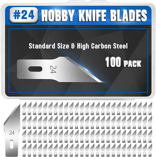 DIYSELF 100 Pack Exacto Blades #24 - Hobby Knife Replacement Blades Refills for Precision Knife - Exacto Knife Blade for Craft Knife - High Carbon Steel - Craft Precision Knife Blade (#24)