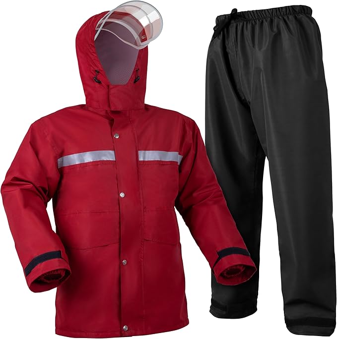 Coralrain Rain Suit Safety Waterproof Rain Jacket and Trouser Suit Raincoat With Hood lining For Men Women Adults Breathable
