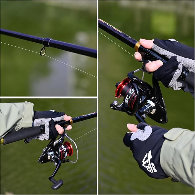 6.89ft Fishing Rod and Reel Combo, 2PCS Telescopic Carbon Fiber Fishing Rod, Spinning Reels *2, Fishing Line *2, Fishing Hooks Bait Set, Portable Fishing Pole Set with Carrier Bag