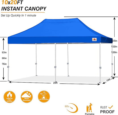 ABCCANOPY Commercial Pop Up Canopy Tent 10x20 Premium-Series, Blue