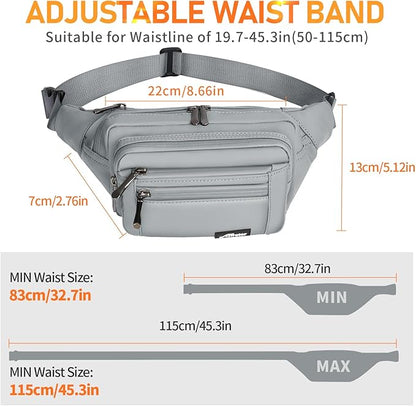 Waist Pack Bag Fanny Pack for Men&Women Hip Bum Bag with Adjustable Strap for Outdoors Workout Traveling Casual Running Hiking Cycling (Grey-1)