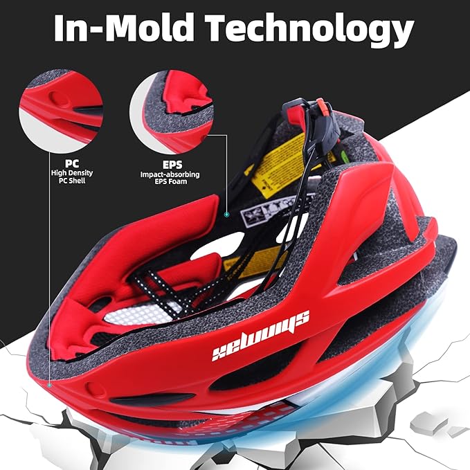 Shinmax Bike Helmet, CPSC/CPC Bike Helmet for Adult Men Women with Magnetic Goggles&Led Back Light Cycling Helmet Adjustable SM-T69